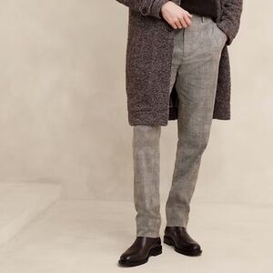 Banana Republic Wrinkle Resistant Dress-Pant Mens 32x32 Brown Plaid NWOT $150